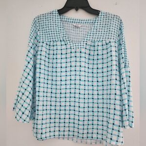 Crown & Ivy Blue and White Casual  Shirt